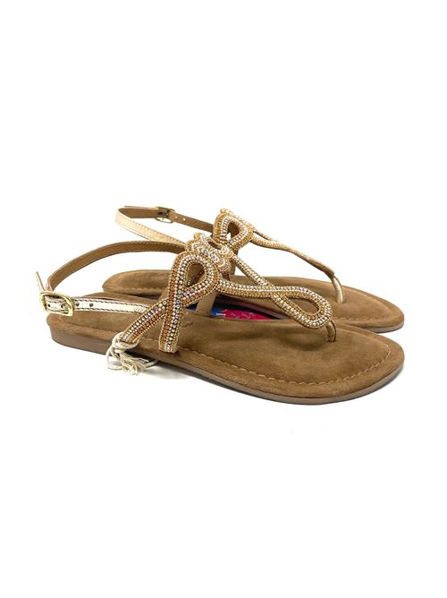 Sandalo donna con perline e strass IL LACCIO | LA33510PELLEGOLD